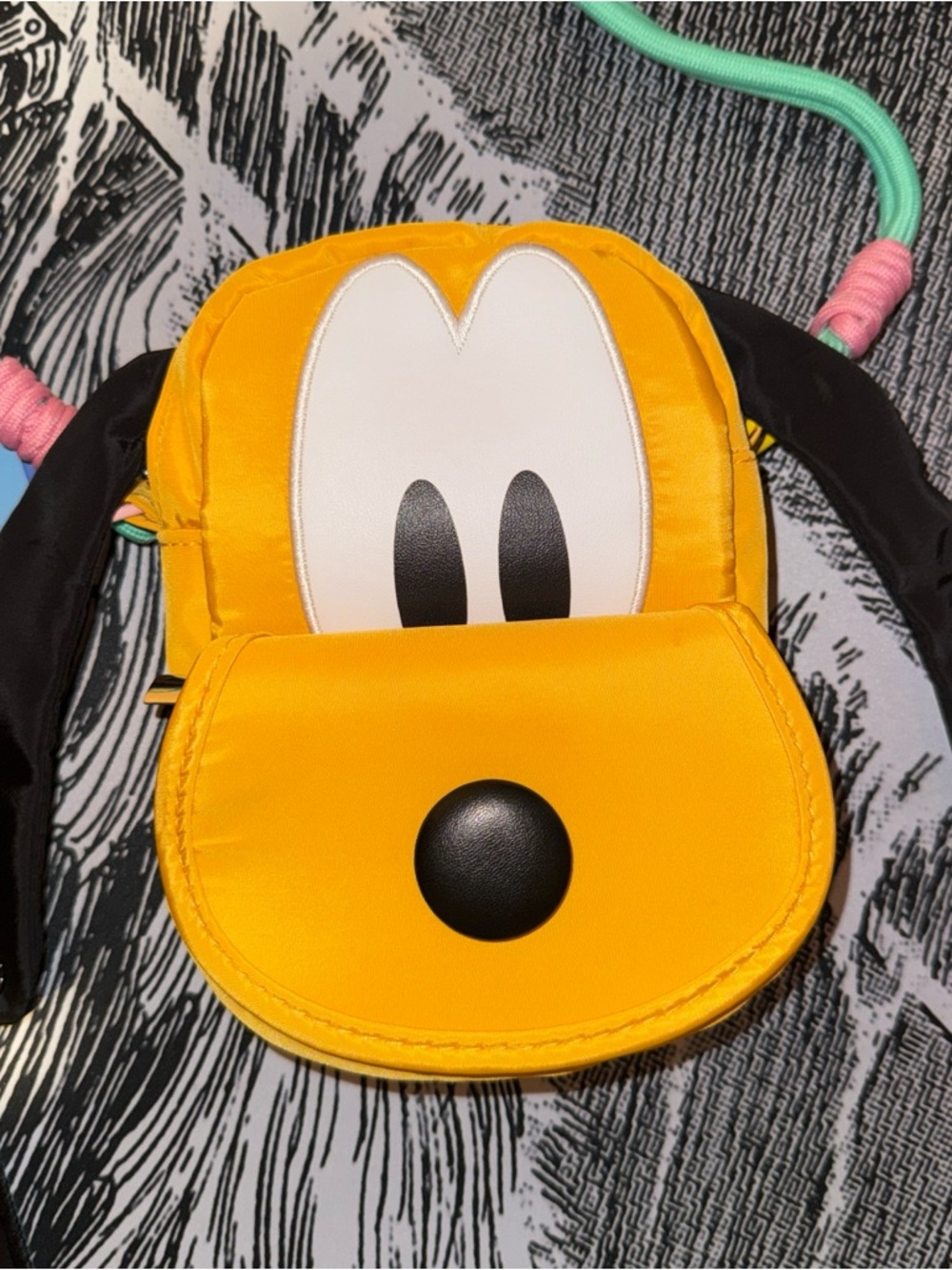 Disney Yellow Pluto Kids Crossbody Bag with Black Ears